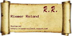 Riemer Roland névjegykártya